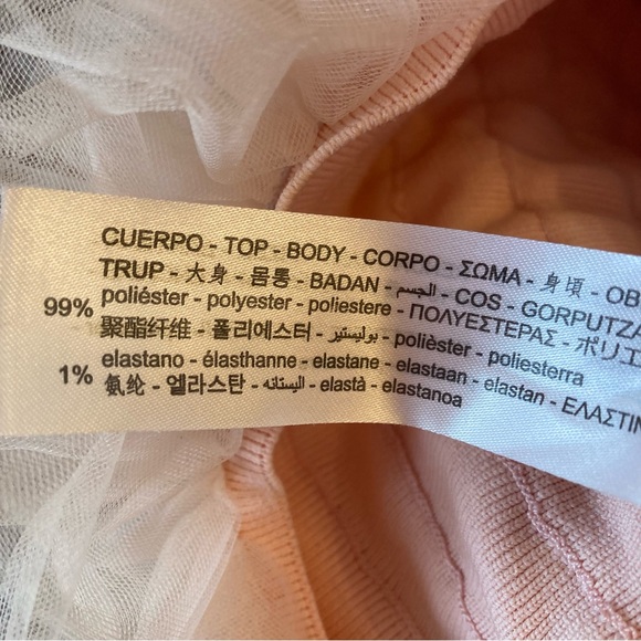 ZARA Pink Tulle Ruffle Strapless Crop Tube Top NWT - Picture 8 of 14